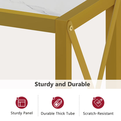 Tajsoon Entryway Table 41.8”, 2-Tier Entry Way Console Entrance Table, Narrow Sofa Table with Shelves, Ideal for Hallway, Entryway, Living Room, Foyer, Corridor, and Office (Gold & White)