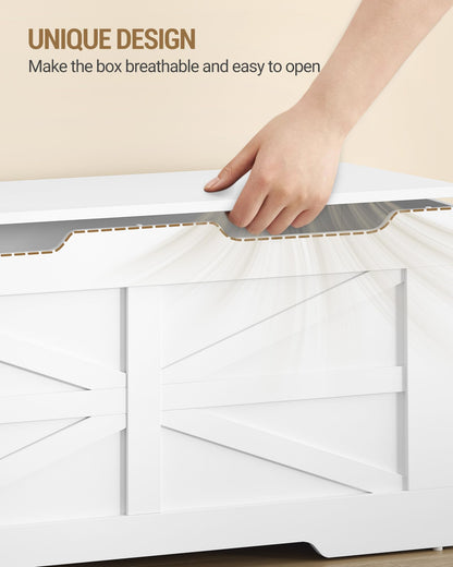 Hzuaneri 47.2" Storage Chest, Extra Large Storage Trunk with 2 Hinges, Wooden Box Bench, Lift-Top Organizer Chest, Shoe Bench for Entryway, Bedroom, Living Room, White SB13403X