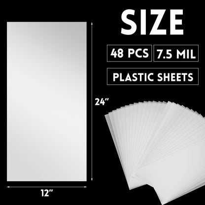 Frienda 48 Packs 7.5mil Blank Stencil Sheets 12 x 24 Inch Plastic Sheet Making Sheet Milky Translucent PET Template Stencil Material for DIY Crafts Gift