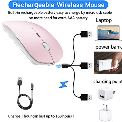 Bluetooth Wireless Mouse for Laptop mac MacBook ipad MacBook air MacBook pro pc Desktop Computer Windows Chromebook Notebook (Silver)