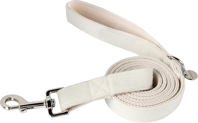 DOGWONG Cotton Hemp Dog Leash, Heavy-Duty White Dog Leash for Small Medium Large Dogs