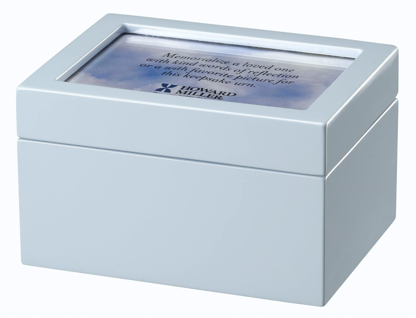 Howard Miller Memorial Wooden Keepsake Urn Chest for Human Ashes | Precious Blue High-Gloss Finish | Photo Frame Lid, Velvet Interior with Tray | 55 Cu In Capacity Memorial Box for Home Display