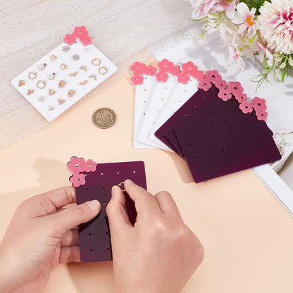 OLYCRAFT 12Pcs Acrylic Earring Display Card Portable Acrylic Earring Organizer with 24 Holes Stud Earrings Storage Holder Flower Jewelry Show Rack for Travel Home Earrings Jewelry Supplies