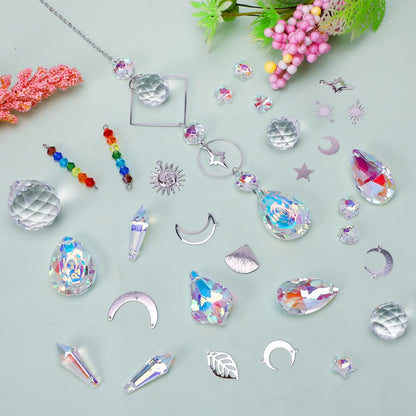 DIY Suncatcher Kit, 400pcs Crystal Sun Catchers Ornament Making Supplies Arts and Crafts Kits for Adults Indoor Windows Hanging Prism Garden Office Home Decor Gifts for Women Birthday Mother's Day