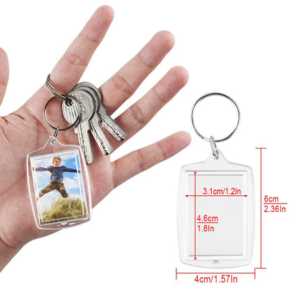 30 PCS Photo Insert Keychains, Acrylic Clear Blank Keyrings Picture Frame Keyring with Split Ring for Personalised Custom and Passport Photo Size, 1.57 Inch by 2.36 Inch