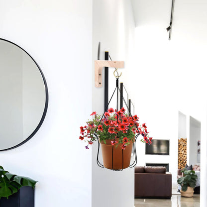 BESTonZON Wood Hanging Plant Hooks 2pcs Set, Indoor Outdoor Wall Plant Hangers with Heavy-Duty Wooden Hooks for Hanging Planters and Flower Pots