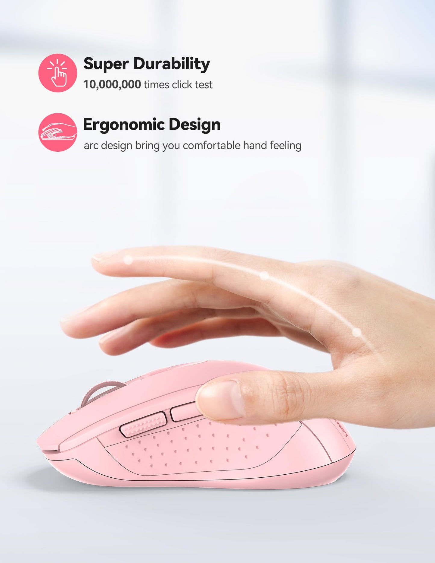 TECKNET Wireless Mouse for Laptop, Silent Bluetooth Mouse(BT5.0 & 2.4G) 4000DPI Adjustable, Computer Portable PC Quiet Mice with USB-A Receiver & 6 Buttons for Mac, 18 Months Battery