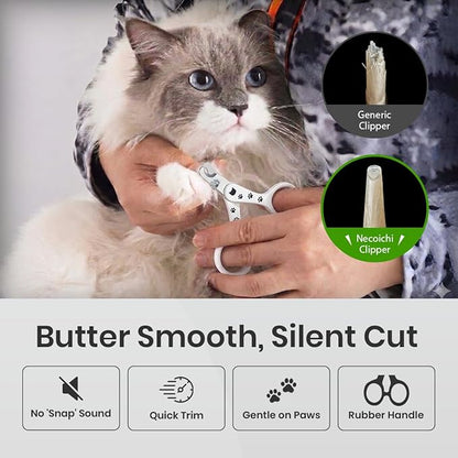 Necoichi Purrcision Feline Nail Clipper | Lever Principle Cat Nail Clipper | Butter-Smooth Cuts | Made in Japan, Seki Swordsmith Craftsman | Stainless Steel Cat Claw Trimmer for Indoor Cats (White)