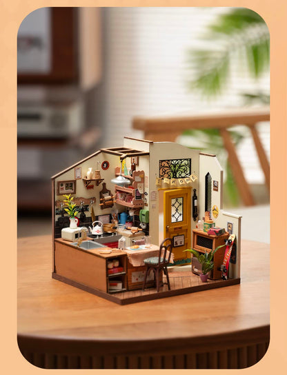 Rowood 3D Wooden Puzzle for Adults, DIY Miniature Dollhouse Kits, Homey Kitchen Bundle Ferris Wheel, Birthday