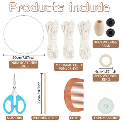 FREEBLOSS Macrame Owl Kit for Beginners Macrame Wall Hanging Kit DIY Macrame Kit with Video Tutorial Macrame Hanging Decor for Adults Gift, Naturally white