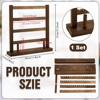 PH PandaHall Wood Earring Display Stand, 4 Tier Wooden Stud Earrings Tower Stand Earring Holder Tabletop Jewelry Organizer Rack Jewelry Display for Vendors Selling Craft Show Jewelry 128 Earrings