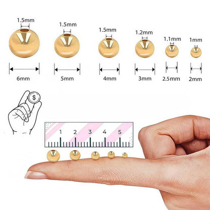 480pcs 2/2.5/3/4/5/6mm 18K Gold Filled Round Spacer Beads,Ball Seamless Spacer Beads,for DIY Jewelry Bracelet Necklace Making Findings (18K Gold)