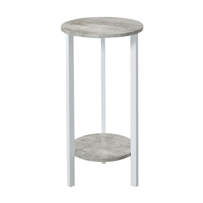 Convenience Concepts Graystone 2 Tier Tall Plant Stand 31" - Industrial Stand for Plants, Vases, and Antiques, Urban Modern Design for the Living Room, Hallway, Entryway, Faux Birch/White
