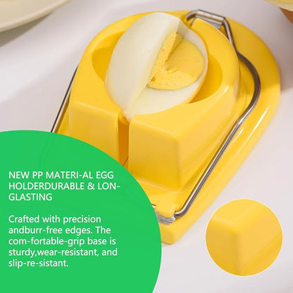 Egg Slicer, Semi-Round Curved Yellow Egg Cutter for Hard Boiled Eggs – Stainless Steel Wire Cutter with Ergonomic Handle for Salad, Cobb Salad, Avocado Toast & Food Garnish, Easy to Clean (2)