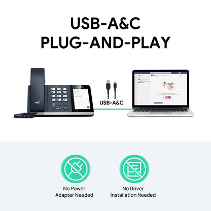 Yealink MP45 Microsoft Teams Certified USB Desk Phone | NOT SIP/VoIP Compatible | Plug & Play,Powered by Computer via USB-A/C | Dedicated Teams/Skype Device.
