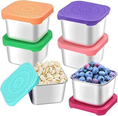 6Pack 6oz Stainless Steel Snack Containers