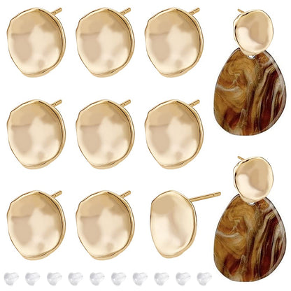 BENECREAT 12PCS 18K Gold Plated Earring Studs with Vertical Loops, 40Pcs Plastic Ear Nuts for DIY Jewelry Making