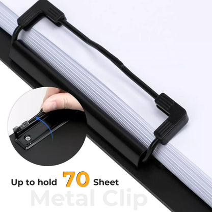 Y YOMA Clipboard Folder, A4 Foldable Plastic Clipboard with Metal Clip, 360° Rotating Cover, Waterproof Work Folder for Home, Office, School, Field Work, Outdoor - 2 Pack, Dark Blue