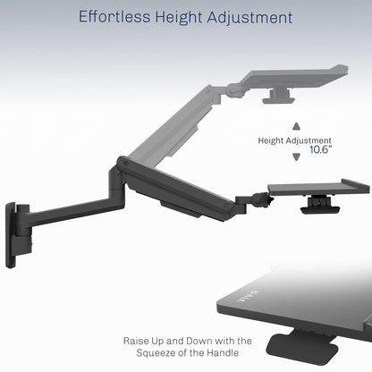 VIVO Sit-Stand 24 Inch Pneumatic Spring Keyboard and Mouse Tray Wall Mount, Counterbalance Height Adjustable Typing Platform, Ergonomic Tilt, Black, MOUNT-KB35C