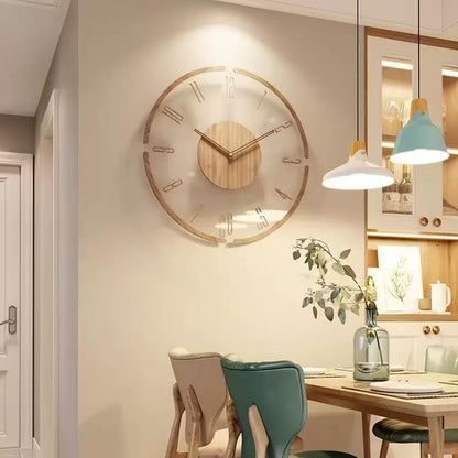 Lucktime Modern Minimalist Wooden Wall Clock - Silent Non-Ticking Battery Operated Wall Clock for Living Room Bedroom Kitchen Office Decor, 12 Inch Large Wall Clock with Sleek Open Frame Design