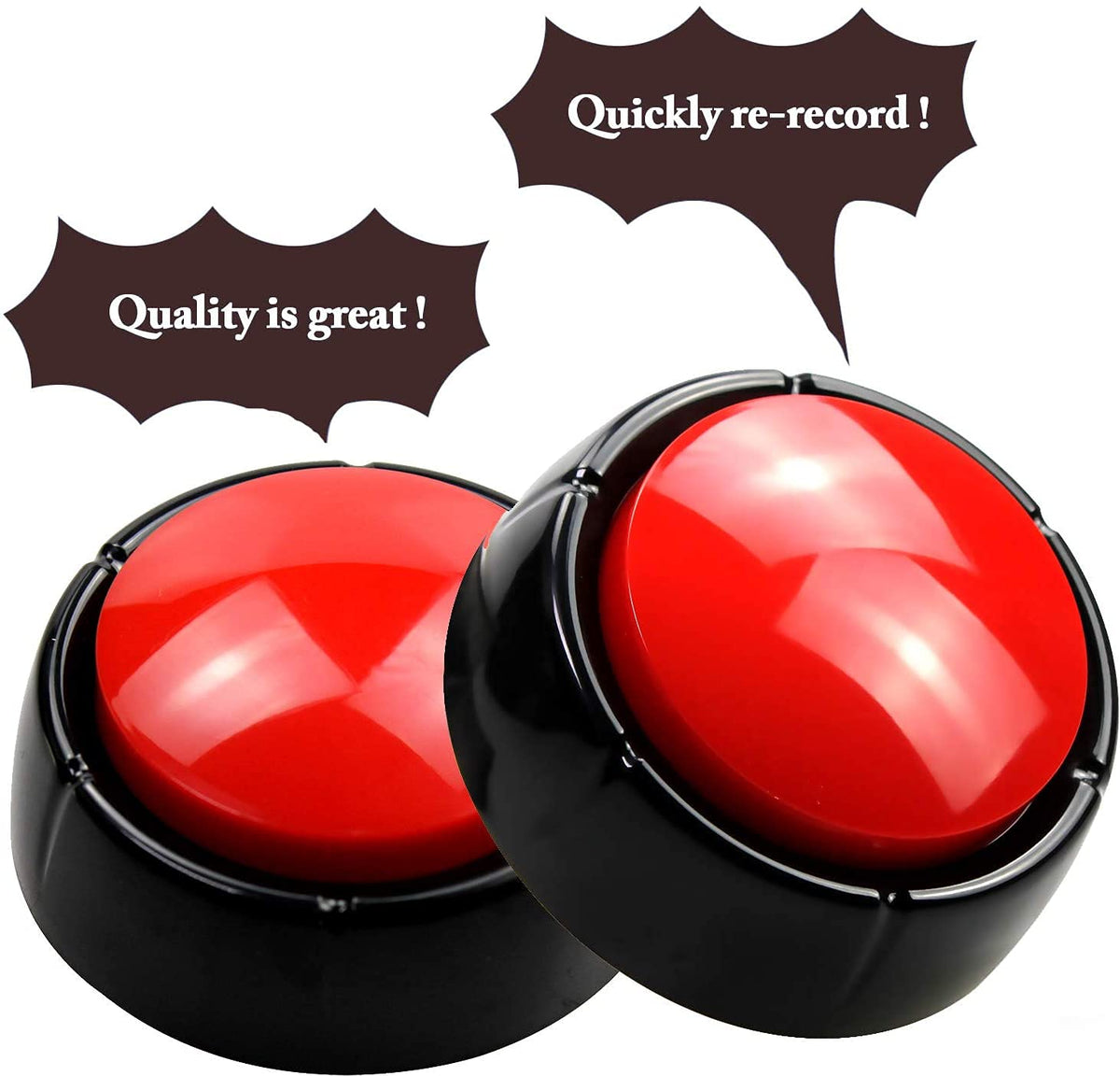 Recordable Button Easy Button Record Talking Button Sound Button 30 Seconds Dog Buttons for Communication Pet Training Buzzer, Funny Gift for Study Office Home (Red)