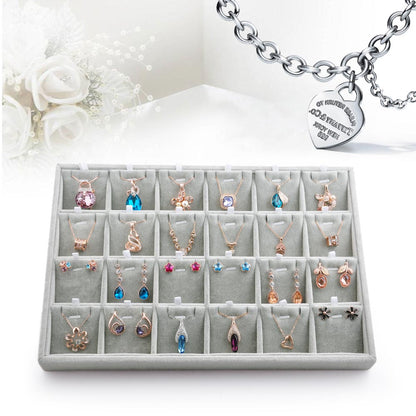 Oirlv Velvet Jewelry Tray 24 Grid liner Pendant Earrings Organizer Storage Trays Showcase Display Jewelry Holder