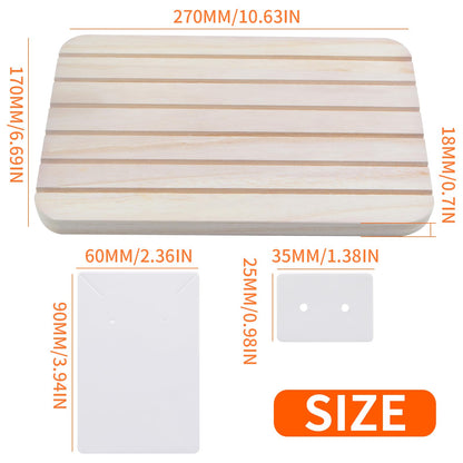 JMKTOOL Wood Earring Display Stand Set, 50pcs Earring Cards, 50pcs Necklace Earring Cards and 1pcs Wood Block Jewelry Display Holder for Selling Jewelry Organizer Displaying Photos Business Card