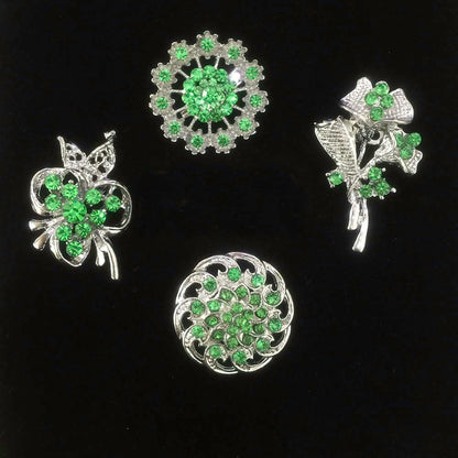 Ezing Lot 24pc Shining Rhinestone Crystal Brooches Pins DIY Wedding Bouquet Kit (F)