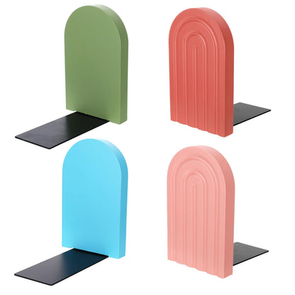 4Pcs Boho Arch Wooden Rainbow Bookends Cute Book Ends for Shelves Non Skid Wood Bookends Desert Pastels Book Holder Stand Stoppers for Home Office Back to School Library Kitchen Heavy Books