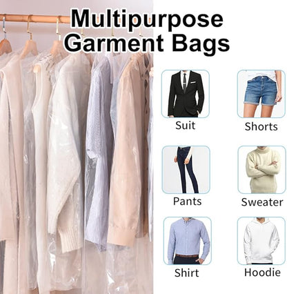 BEISHIDA 120PCS 35.5 Inch Plastic Garment Bag-Plastic Clear Dry Cleaner Laundry