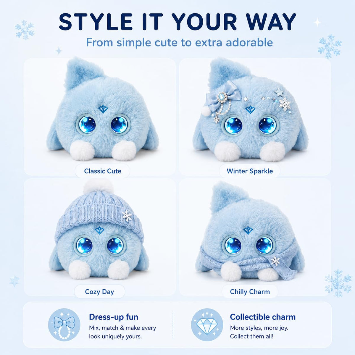 OKIVIVI AI Plush Companion, GPT-Powered Voice Chat Stuffed Toy with Conversation Memory, Expressive LED Eyes and Touch Response, Cute Stuffies Interactive AI Toys Gift for Teens