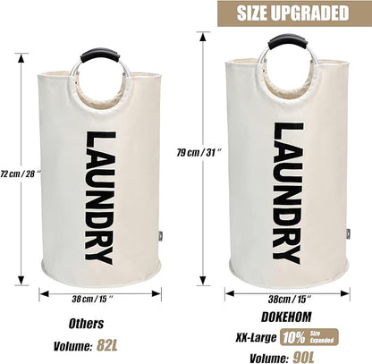 DOKEHOM 90L Large Laundry Basket, Collapsible Laundry Bag, Freestanding Tall