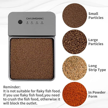 300ml Automatic Feeder for Aquarium Vacation Timer for Fish Tank Food Adjustable Auto Fish Feeder Dispenser for Pellets Strips 8/12/24/48H Timer Battery Operated(Not Included)