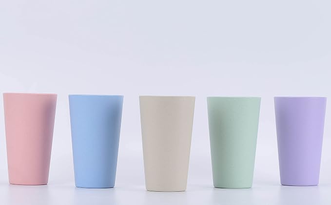 Wheat Straw Unbreakable Cup | 20 oz Reusable Water Drinking Glasses Sets of 10 | Lightweight Tumbler for Kitchen Outdoor | Dishwasher Safe, BPA Free and Eco friendly (20 oz, 10Pcs)