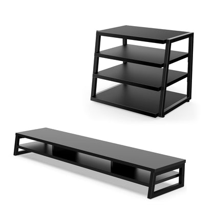 Fenge Dual Monitor Stand Riser & 4 Tier Desktop Organizer, Black