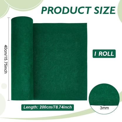 BENECREAT 78.7x15.7inch Felt Roll, Green Craft Felt Fabric, 3mm Thick Nonwoven Felt Roll for DIY Arts & Crafts, Patchwork Sewing Deocoration