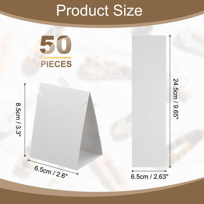 uxcell 50 Pcs Standing Earring Display Cards, Necklace Display Cards Jewelry Paper Bracelet Packaging for Selling Small Business Jewelry Making Keychain, White