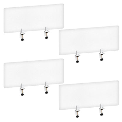 Tatuo 4 Pcs 47.2'' L x 15.8'' W Desk Privacy Panel Frosted Acrylic Office Desk Divider Partition with Adjustable Universal Base for Offices Schools Reception Area Call Centers