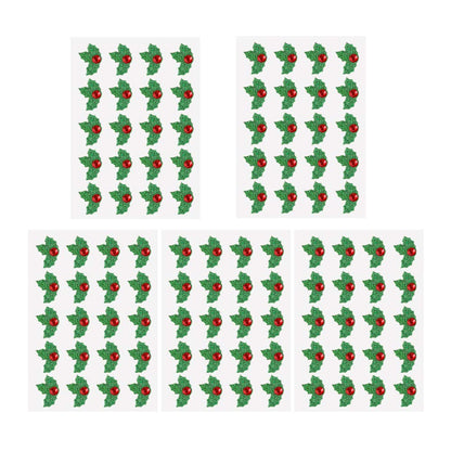 Amosfun 10 Sheets/Pack Green and Red Christmas Holiday Holly Leaves Stickers DIY Christmas Decorative Stickers