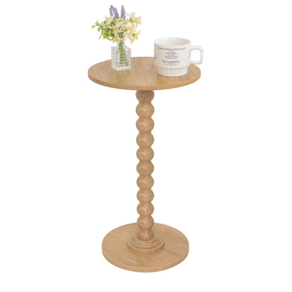 Fultyle Small Side Table, Drink Table for Small Spaces, Modern Martini Table with Solid Wood Leg, Round End Tables Living Room for Bedroom and Office (Rustic Walnut)