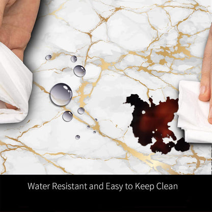 Mrcrypos Marble PVC Leather Kitchen Rug Runner Waterproof Non Slip Cushioned Standing Mats Anti Fatigue Oil Resistant Kitchen Comfort Mats for Floor,Sink,Laundry,Office 17"x47" Luxury Marble Gold