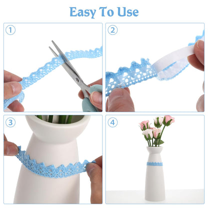 BESPORTBLE 5pcs Self-Adhesive Lace Tape, Cotton Washi Trim Stickers Masking Hollow Design Decorative Lace Ribbon for DIY Crafts, Scrapbooking, Card Making, Stationery Decoration
