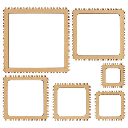 BENECREAT 6 Sizes Poplar Wood Weaving Loom Kit, Square DIY Weaving Loom DIY Weaving Art Tapestry Loom for Hanging Decor Woven Tapestry Knitted Crafts Making, 4.5mm Thick