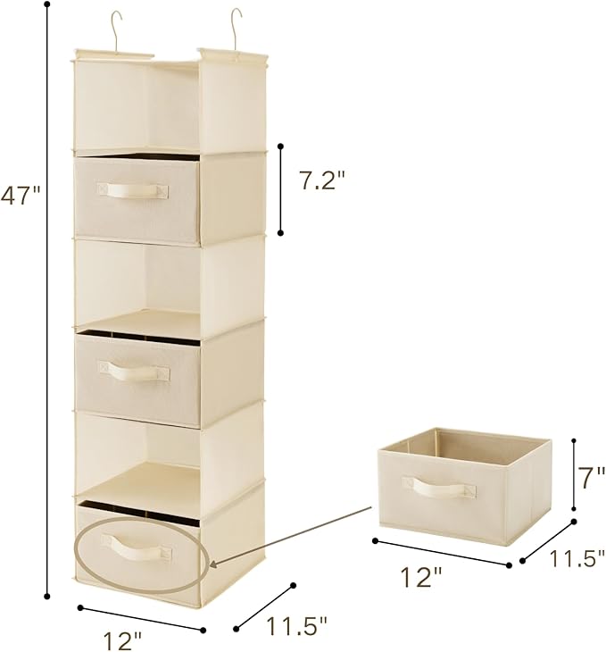 MAX Houser 6 Tier Shelf Hanging Closet Organizer, Closet Hanging Shelf