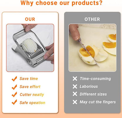 Egg Slicer for Hard Boiled Eggs, Aluminum Alloy Cutter with Cleaning Brush, 9.65 x 2.76 x 4.92 in, for Eggs, Strawberries, Mushrooms and Soft Foods, Silver