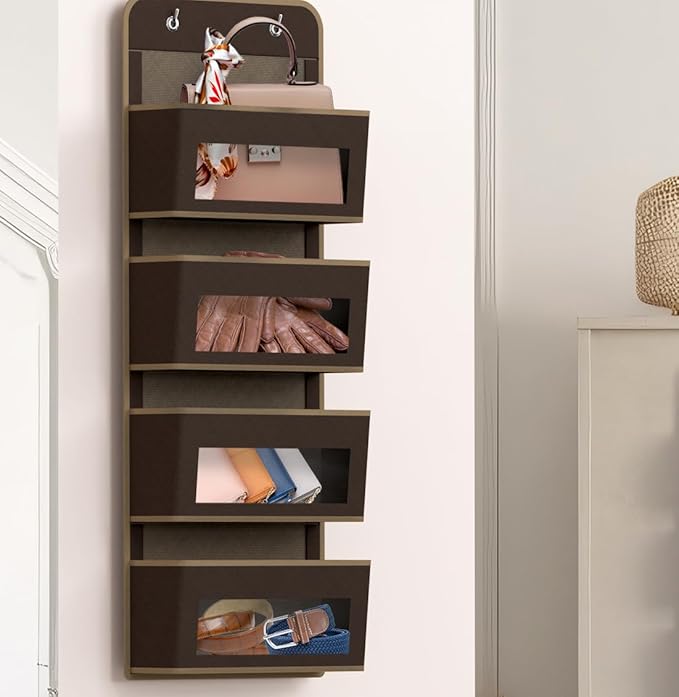 Simple Houseware 4 Clear Window Pocket Over Closet Door Storage Hanging