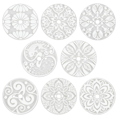 BENECREAT 8PCS Acrylic Spinning Control Tool, 2.2inch Flat Round Whorl Drop Spindle Kit Diz for Roving Felting, Crochet and General Crafts, Hole: 5mm and 2.5mm and 8mm