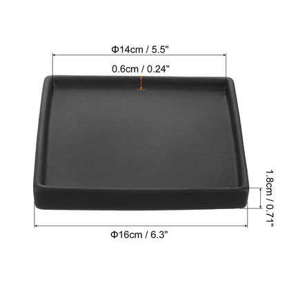 PATIKIL Plant Pot Saucers 6.3 Inch, Ceramic Square Flower Drip Tray for Indoor Outdoor, Black