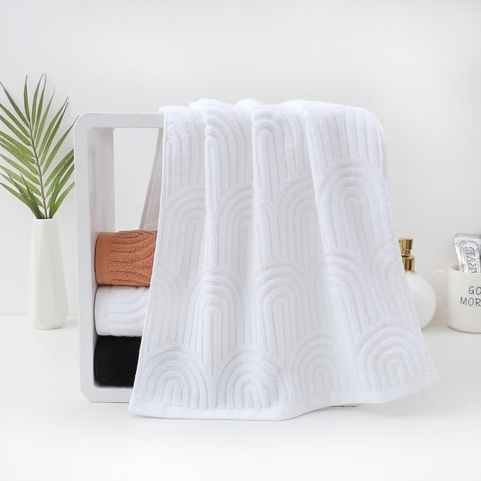Pidada Hand Towels Set of 2 Striped Pattern 100% Cotton Absorbent Soft