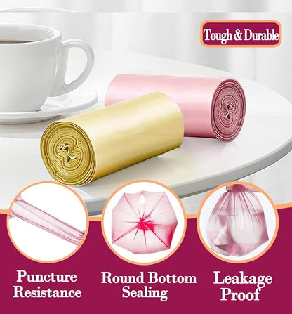 4 Gallon/180pcs Small Pink Trash/Garbage Bags, Bathroom Can Bin Liners